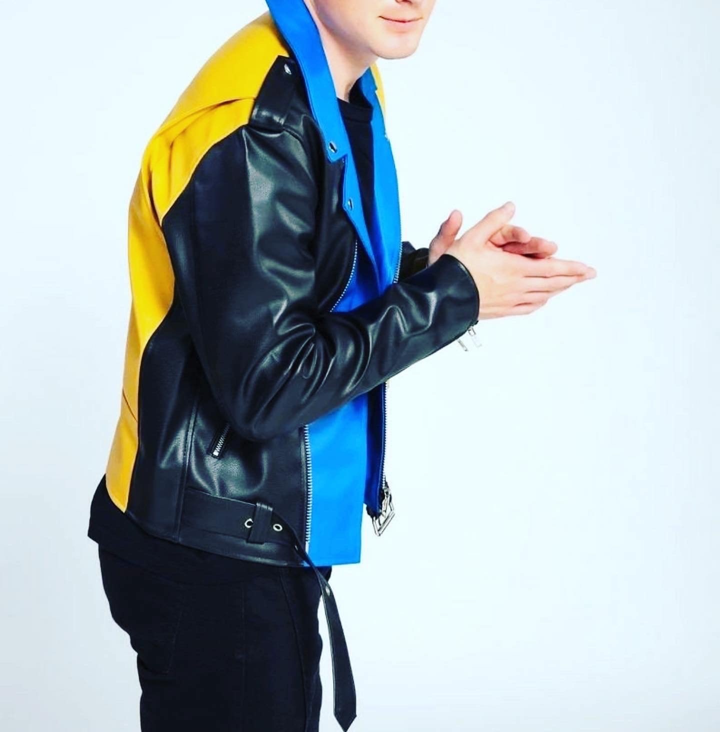 Multicolor leather jacket mens - Side View