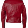 Red Women's Cropped Perfecto in Lambskin Leather Jacket - Side View