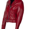 Red Women's Cropped Perfecto in Lambskin Leather Jacket - Product View