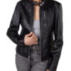 Women's Lambskin Cafe Leather Jacket - Product View