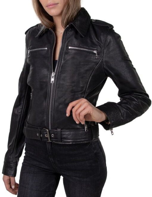 Womens Lambskin Moto Leather Jacket