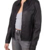 Lambskin Clean Collared Jacket - Product View