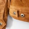 Casual Light Brown Collar Leather jacket Men - Product View
