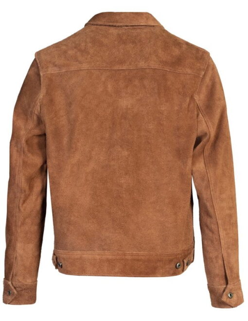 Casual Light Brown Collar Leather jacket Men - Side View