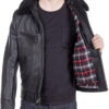 antique cowhide rancher jacket with sheepskin collar - Product View