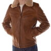 antique cowhide rancher jacket with sheepskin collar - Product View