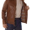 antique cowhide rancher jacket with sheepskin collar - Product View