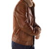 antique cowhide rancher jacket with sheepskin collar - Product View