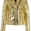 Women Gold Leather Jacket