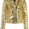 Women Gold Leather Jacket