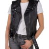 Black Women's Lambskin Perfecto Vest - Product View