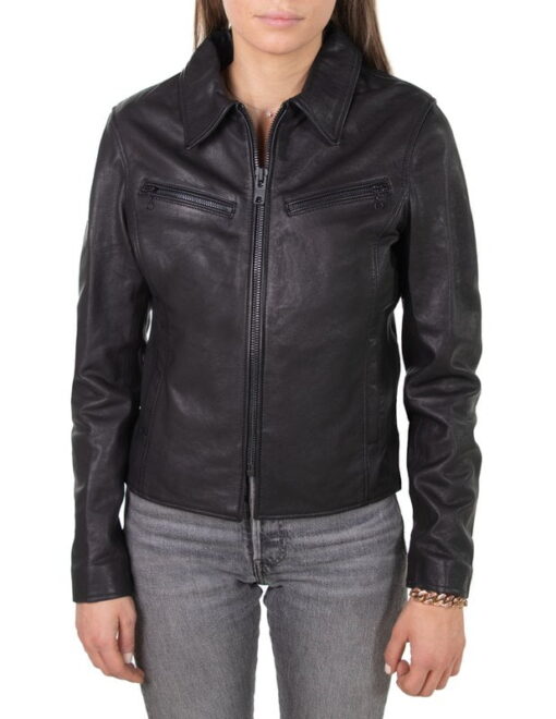 Lambskin Clean Collared Jacket