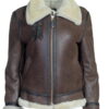 Brown Women's Sheepskin B-3 Bomber Jacket - Product View