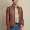 Zip Up Genuine Leather Jacket - Product View