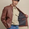 Zip Up Genuine Leather Jacket - Product View