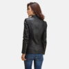 Haley Ray Black Leather Biker Jacket - Side View