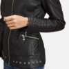 Haley Ray Black Leather Biker Jacket - Product View