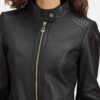 Haley Ray Black Leather Biker Jacket - Product View