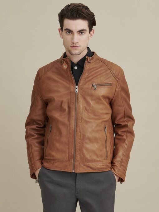 Caleb Mens Quilted Leather Jacket