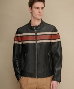 Dale Retro Striped Leather Jacket