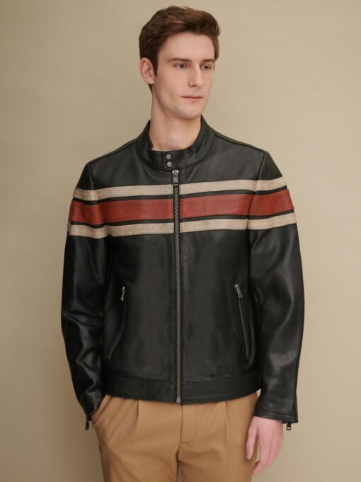 Dale Retro Striped Leather Jacket