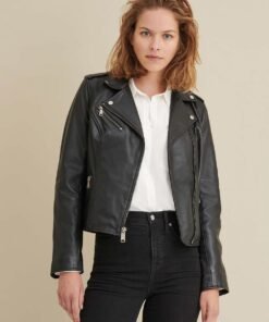 Madeline Asymmetrical Leather Jacket Black