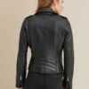 Madeline Asymmetrical Leather Jacket Black