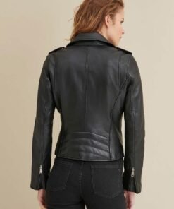 Madeline Asymmetrical Leather Jacket Black