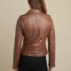 Madeline Asymmetrical Leather Jacket Brown