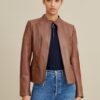 caitlin scuba leather jacket - Product View