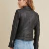 Leather Jacket with Quilted Shoulder - Side View