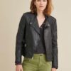 monica asymmetrical leather jacket - Product View