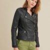 monica asymmetrical leather jacket - Product View