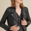 monica asymmetrical leather jacket - Product View