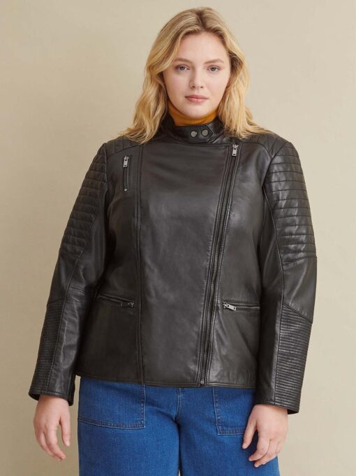 Plus Size Quilted Leather Jacket Women
