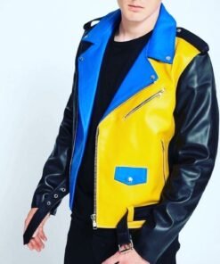 Multicolor leather jacket mens