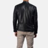 Black Hank Black Leather Biker Jacket - Side View