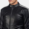Black Hank Black Leather Biker Jacket - Product View