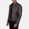 Brown Ionic Leather Jacket - Product View