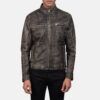 Brown Ionic Leather Jacket - Detail View
