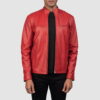 Red Ionic Leather Jacket - Product View