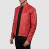 Red Ionic Leather Jacket - Product View