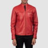 Red Ionic Leather Jacket - Product View