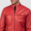 Red Ionic Leather Jacket - Product View
