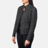 Black Kelsee Leather Biker Jacket - Product View