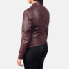 Maroon Kelsee Leather Biker Jacket - Product View