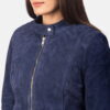 Navy Kelsee Leather Biker Jacket - Product View