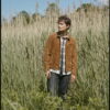 Casual Light Brown Collar Leather jacket Men - Product View