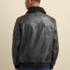 Leather Aviator Bomber Genuine Fur - Side View