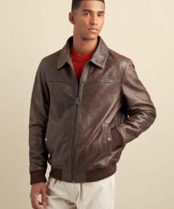Men Aviator Bomber Leather Jacket